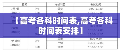 【高考各科时间表,高考各科时间表安排】 【高考各科时间表,高考各科时间表安排】