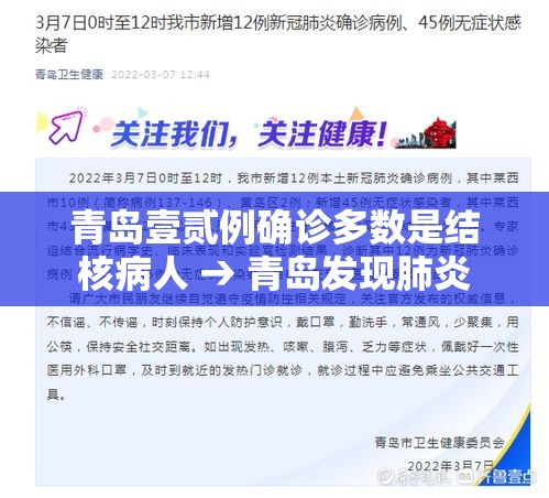 青岛壹贰例确诊多数是结核病人 → 青岛发现肺炎