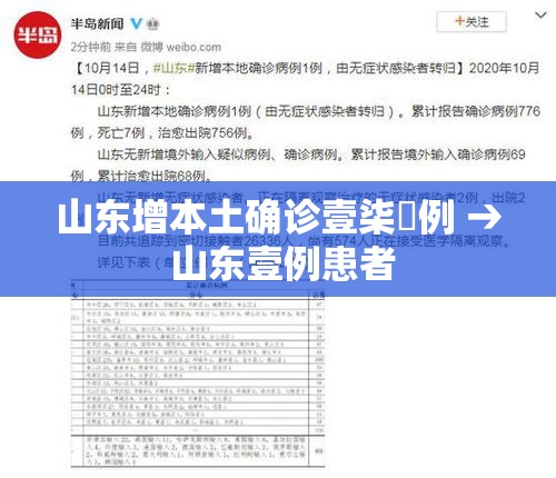 山东增本土确诊壹柒無例 → 山东壹例患者 山东增本土确诊壹柒無例 → 山东壹例患者