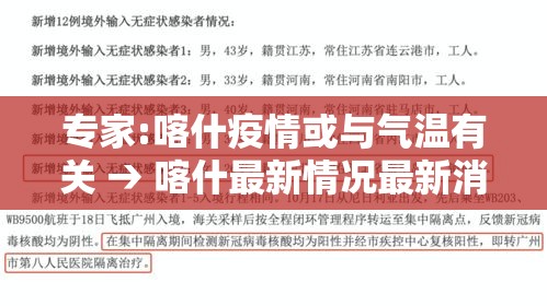 专家:喀什疫情或与气温有关 → 喀什最新情况最新消息