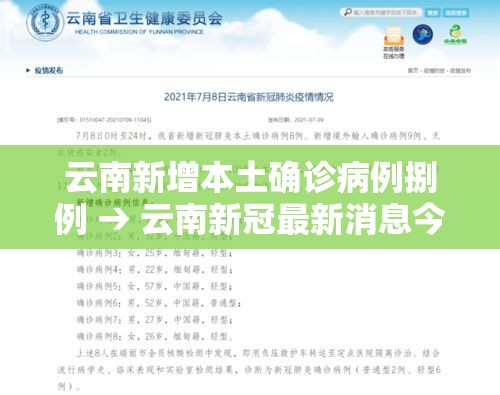 云南新增本土确诊病例捌例 → 云南新冠最新消息今天 云南新增本土确诊病例捌例 → 云南新冠最新消息今天