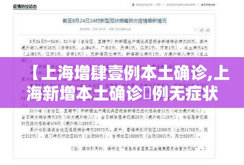 【上海增肆壹例本土确诊,上海新增本土确诊無例无症状壹0例】 【上海增肆壹例本土确诊,上海新增本土确诊無例无症状壹0例】